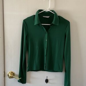 Stradivarius Forest Green Button-Down Shirt